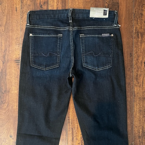 7 For All Mankind Kimmie Straight Leg Dark Denim Jeans Sz 31 NWT - Picture 8 of 8